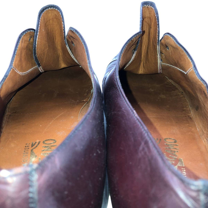 Salvatore Ferragamo semi-brogue straight-tip shoes, made in Italy, size 10 1/2D Men's 28.5cm unclear burgundy type Vintage Second Hand