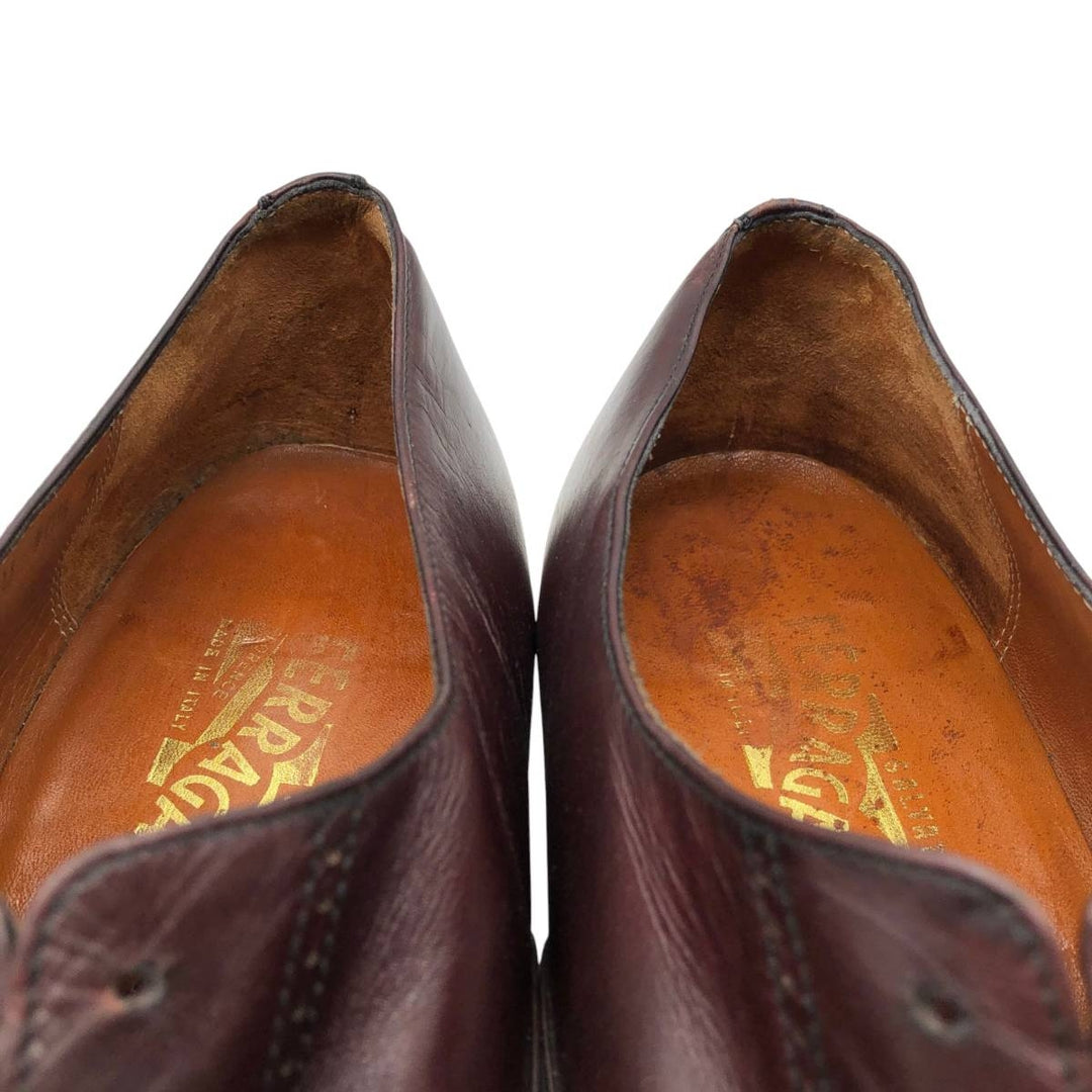 Salvatore Ferragamo semi-brogue straight-tip shoes, made in Italy, size 10 1/2D Men's 28.5cm unclear burgundy type Vintage Second Hand