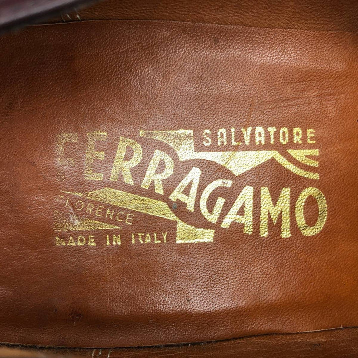 Salvatore Ferragamo semi-brogue straight-tip shoes, made in Italy, size 10 1/2D Men's 28.5cm unclear burgundy type Vintage Second Hand