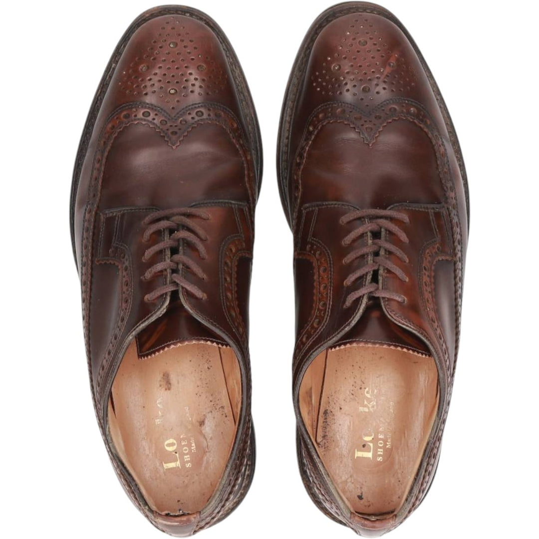 Loake SOVEREIGN full brogue wingtip shoes, made in England, size 9 Men's 27.5cm genuine leather burgundy type Vintage Second Hand