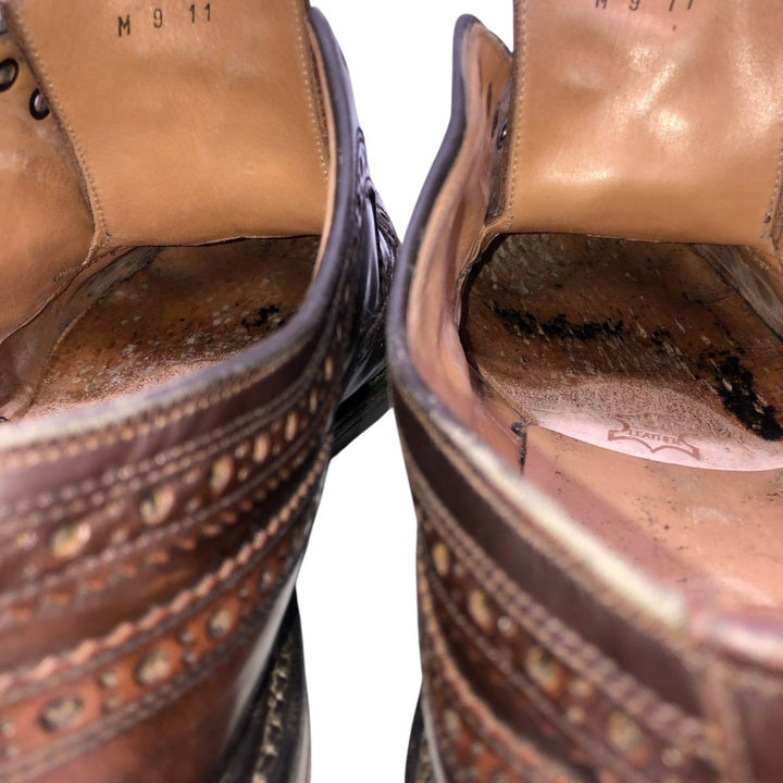 Loake SOVEREIGN full brogue wingtip shoes, made in England, size 9 Men's 27.5cm genuine leather burgundy type Vintage Second Hand