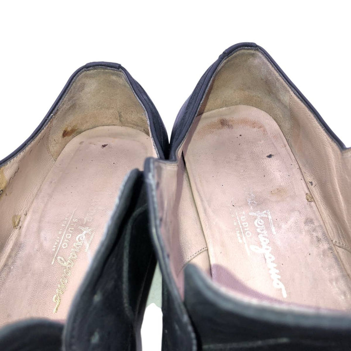 Salvatore Ferragamo plain toe shoes, made in Italy, size 7 (2E). Men's 26.0cm unclear black type Vintage Second Hand