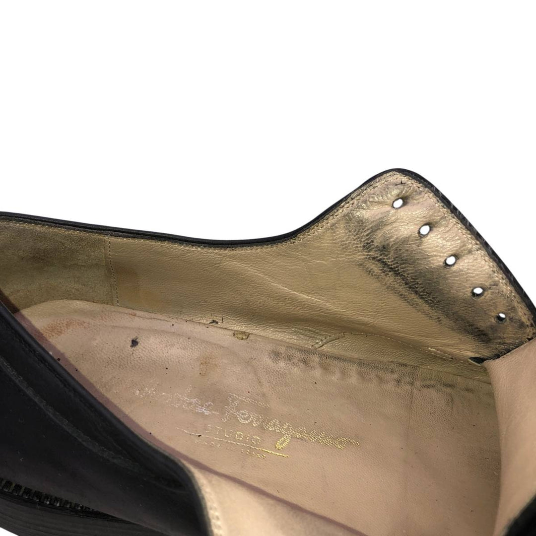 Salvatore Ferragamo plain toe shoes, made in Italy, size 7 (2E). Men's 26.0cm unclear black type Vintage Second Hand