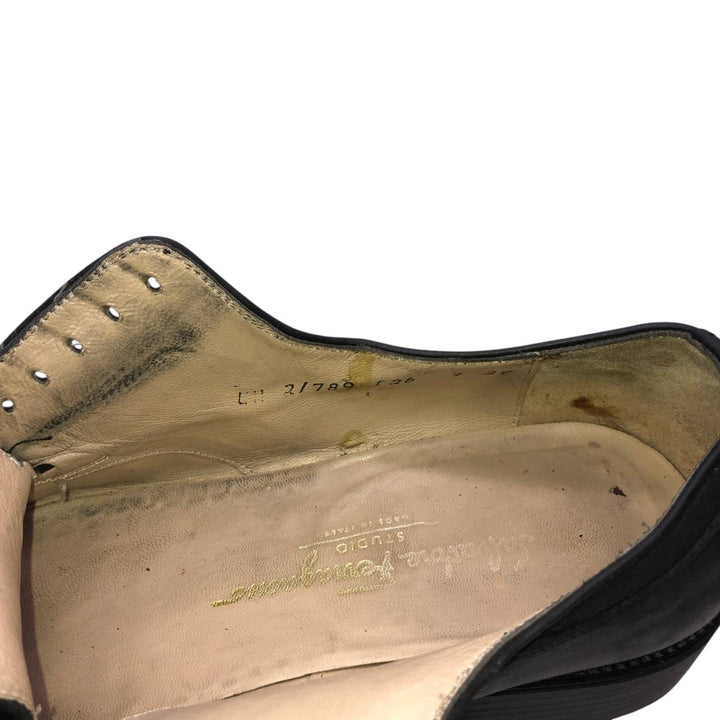 Salvatore Ferragamo plain toe shoes, made in Italy, size 7 (2E). Men's 26.0cm unclear black type Vintage Second Hand