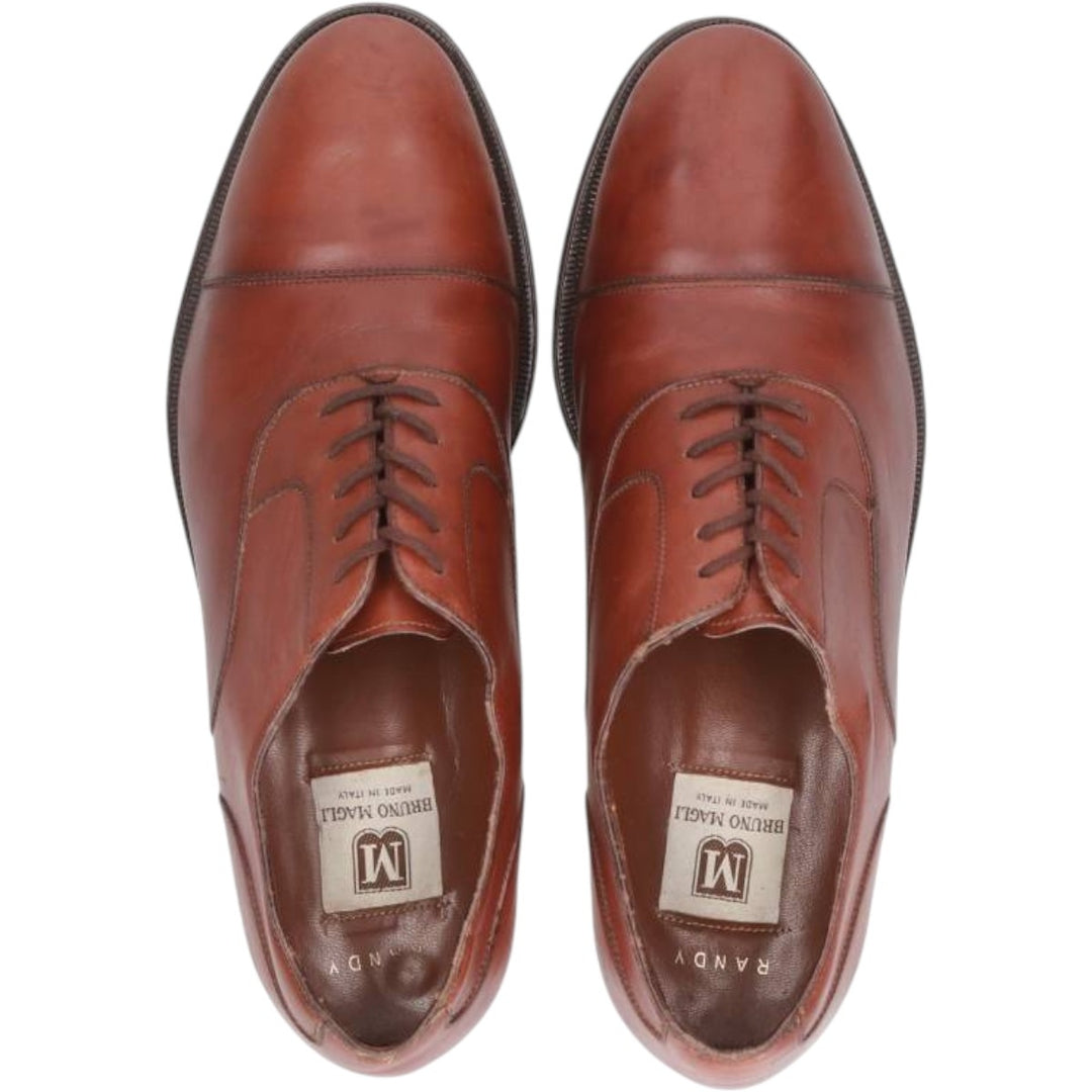 Bruno Magli RANDY Straight Tip Shoes, Made in Italy, Size 9 1/2 M Men's 27.0cm genuine leather brown type Vintage Second Hand