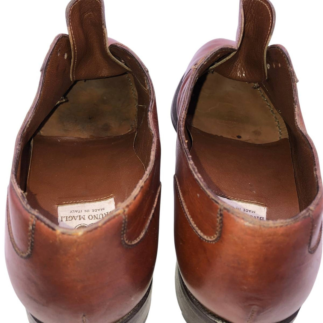 Bruno Magli RANDY Straight Tip Shoes, Made in Italy, Size 9 1/2 M Men's 27.0cm genuine leather brown type Vintage Second Hand