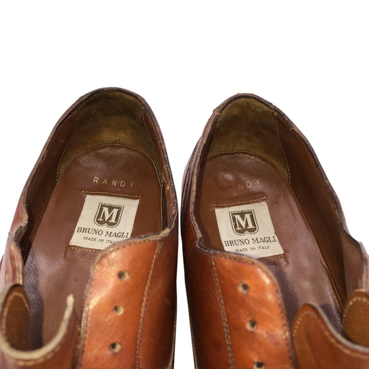 Bruno Magli RANDY Straight Tip Shoes, Made in Italy, Size 9 1/2 M Men's 27.0cm genuine leather brown type Vintage Second Hand