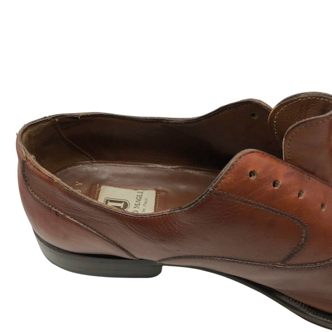 Bruno Magli RANDY Straight Tip Shoes, Made in Italy, Size 9 1/2 M Men's 27.0cm genuine leather brown type Vintage Second Hand
