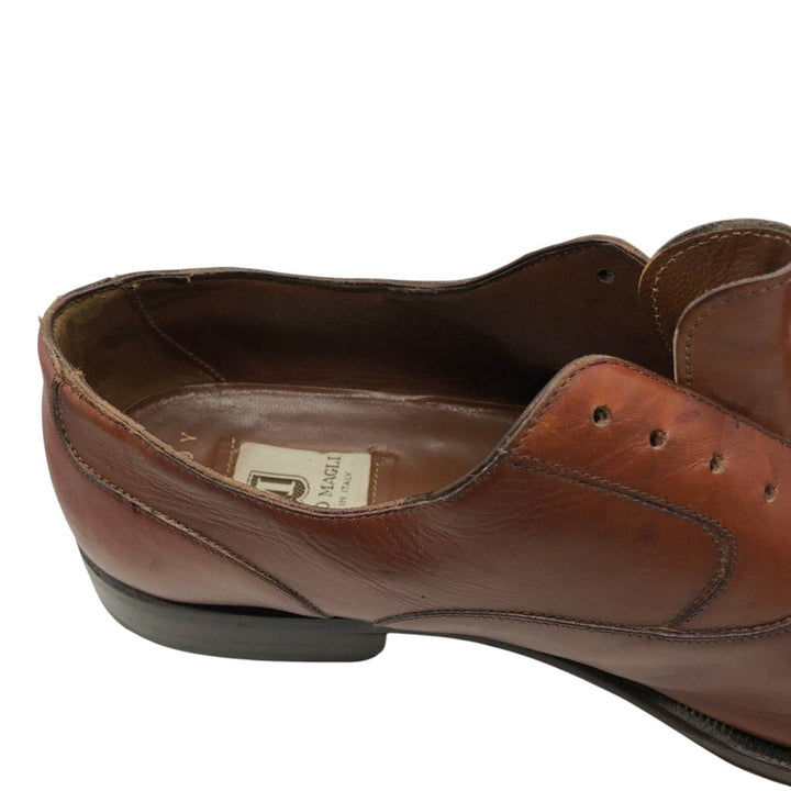 Bruno Magli RANDY Straight Tip Shoes, Made in Italy, Size 9 1/2 M Men's 27.0cm genuine leather brown type Vintage Second Hand
