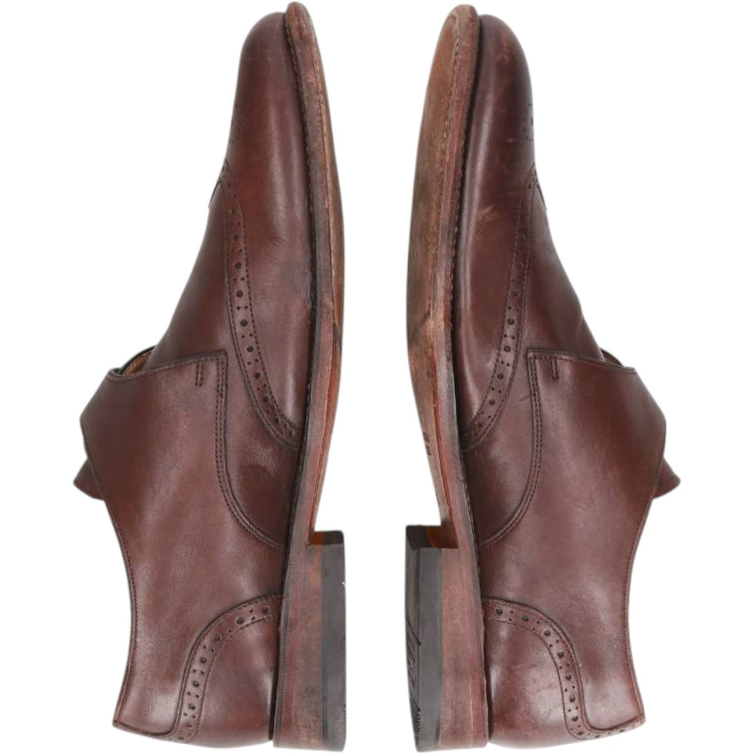 Charles Tyrwhitt Full Brogue Monk Strap Shoes, Size 9 Men's 28.0cm genuine leather brown type Vintage Second Hand