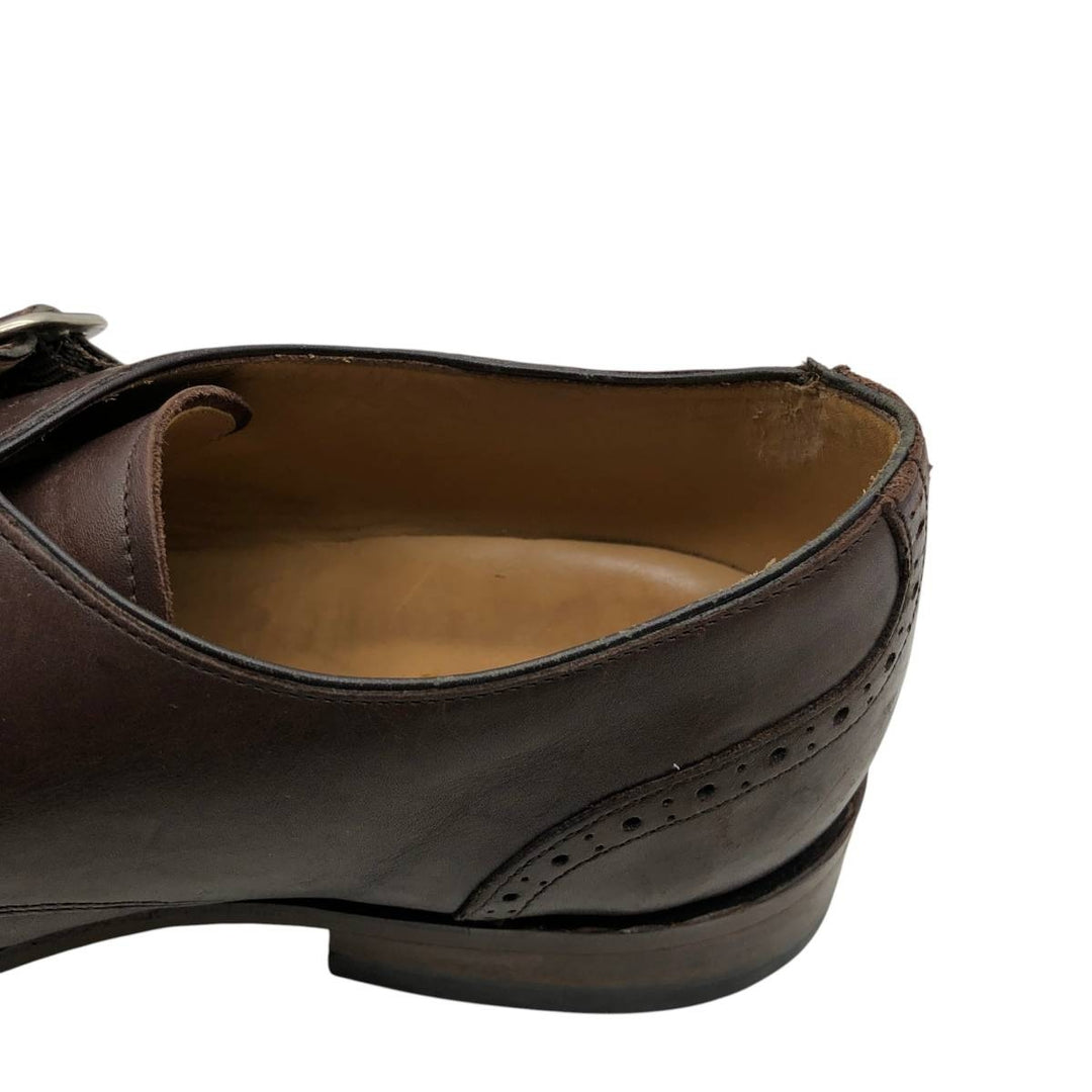 Charles Tyrwhitt Full Brogue Monk Strap Shoes, Size 9 Men's 28.0cm genuine leather brown type Vintage Second Hand