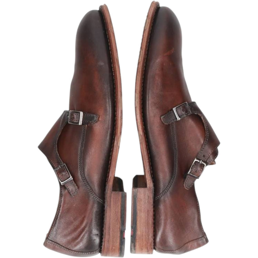 Lloyd double monk strap shoes, made in Germany, size 8 1/2 F Men's 27.0cm genuine leather brown type Vintage Second Hand