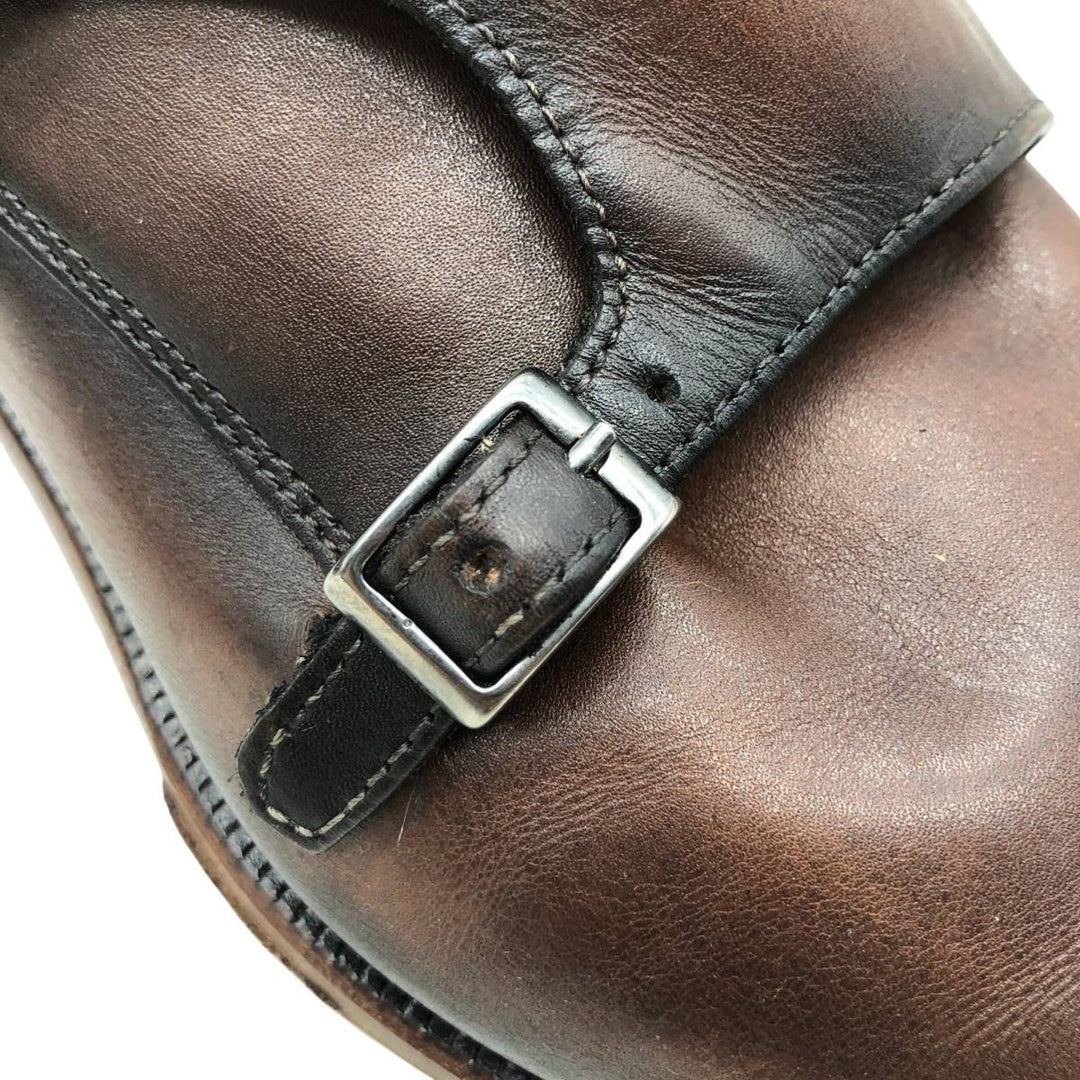 Lloyd double monk strap shoes, made in Germany, size 8 1/2 F Men's 27.0cm genuine leather brown type Vintage Second Hand