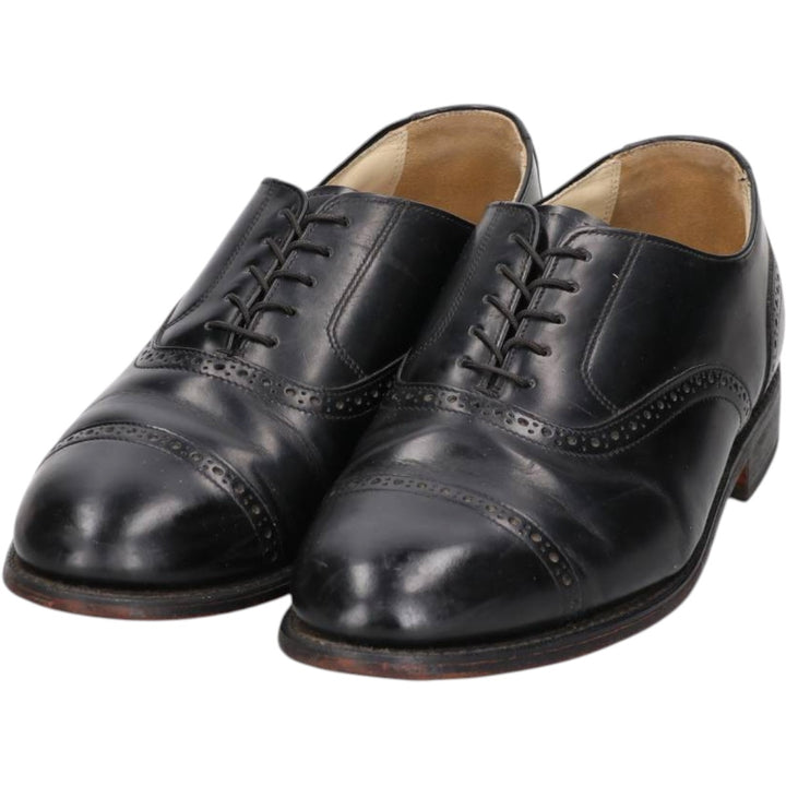 Bostonian semi-brogue straight-tip shoes, made in the USA, size 9 1/2 EEE Men's 27.5cm genuine leather black type Vintage Second Hand