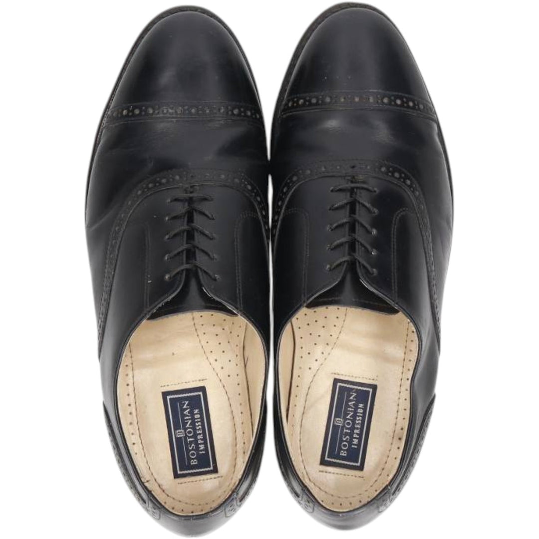 Bostonian semi-brogue straight-tip shoes, made in the USA, size 9 1/2 EEE Men's 27.5cm genuine leather black type Vintage Second Hand