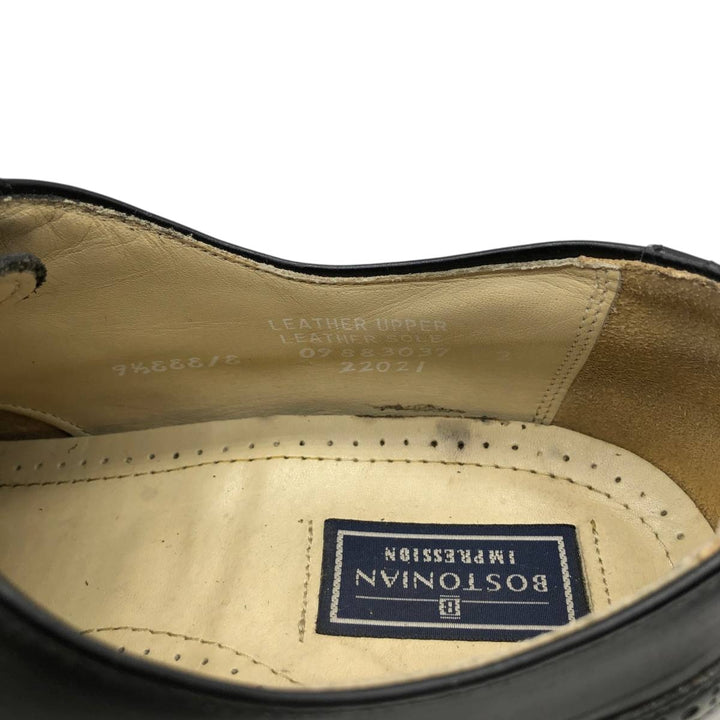 Bostonian semi-brogue straight-tip shoes, made in the USA, size 9 1/2 EEE Men's 27.5cm genuine leather black type Vintage Second Hand