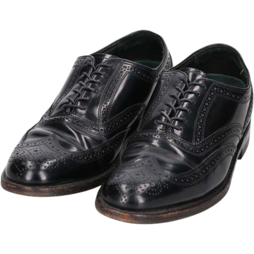 Florsheim Imperial Full Brogue Wingtip Shoes, Made in USA, Size 9D Men's 27.0cm unclear black type Vintage Second Hand