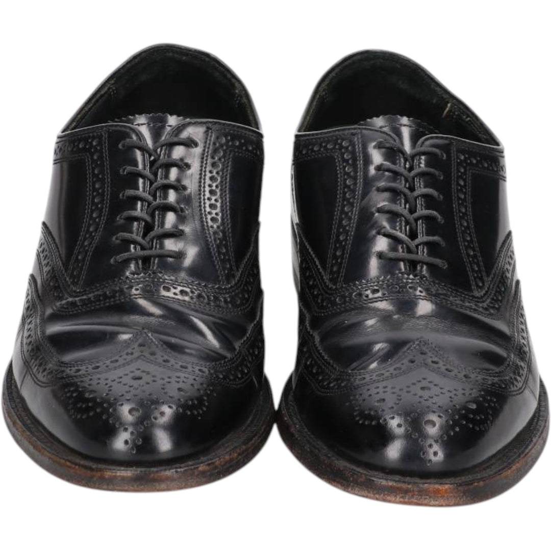 Florsheim Imperial Full Brogue Wingtip Shoes, Made in USA, Size 9D Men's 27.0cm unclear black type Vintage Second Hand
