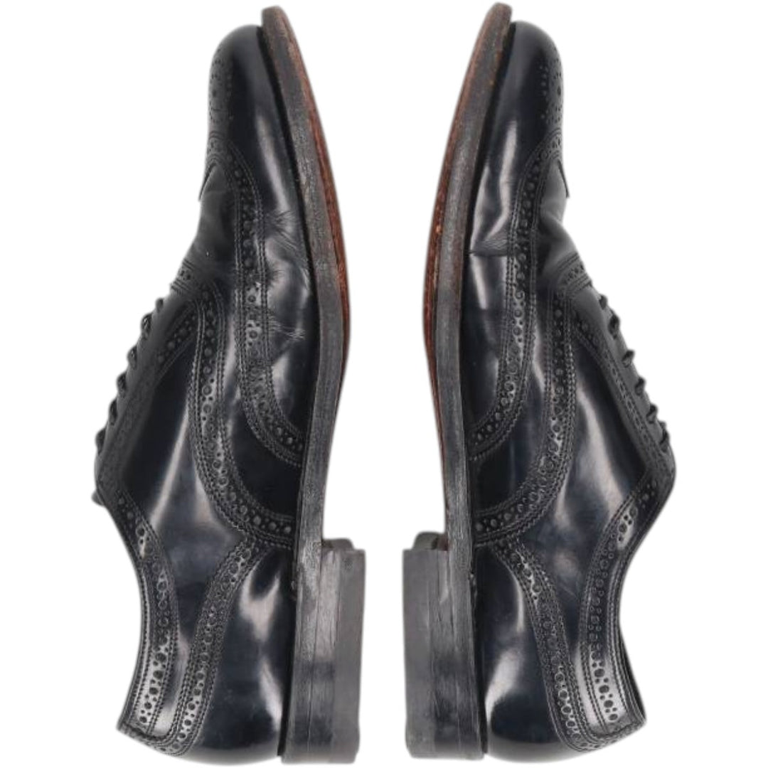 Florsheim Imperial Full Brogue Wingtip Shoes, Made in USA, Size 9D Men's 27.0cm unclear black type Vintage Second Hand