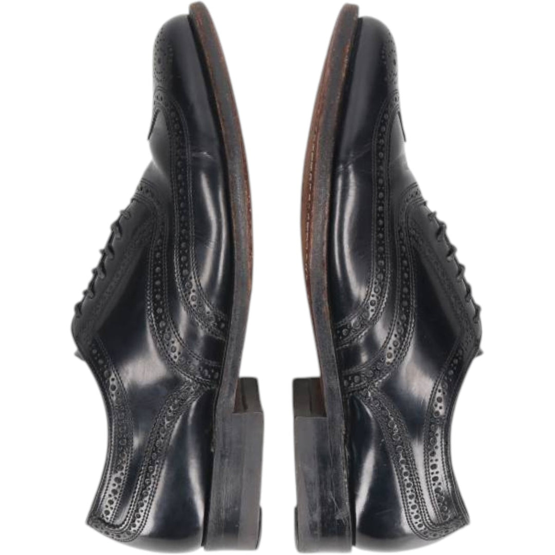 Florsheim Imperial Full Brogue Wingtip Shoes, Made in USA, Size 9D Men's 27.0cm unclear black type Vintage Second Hand