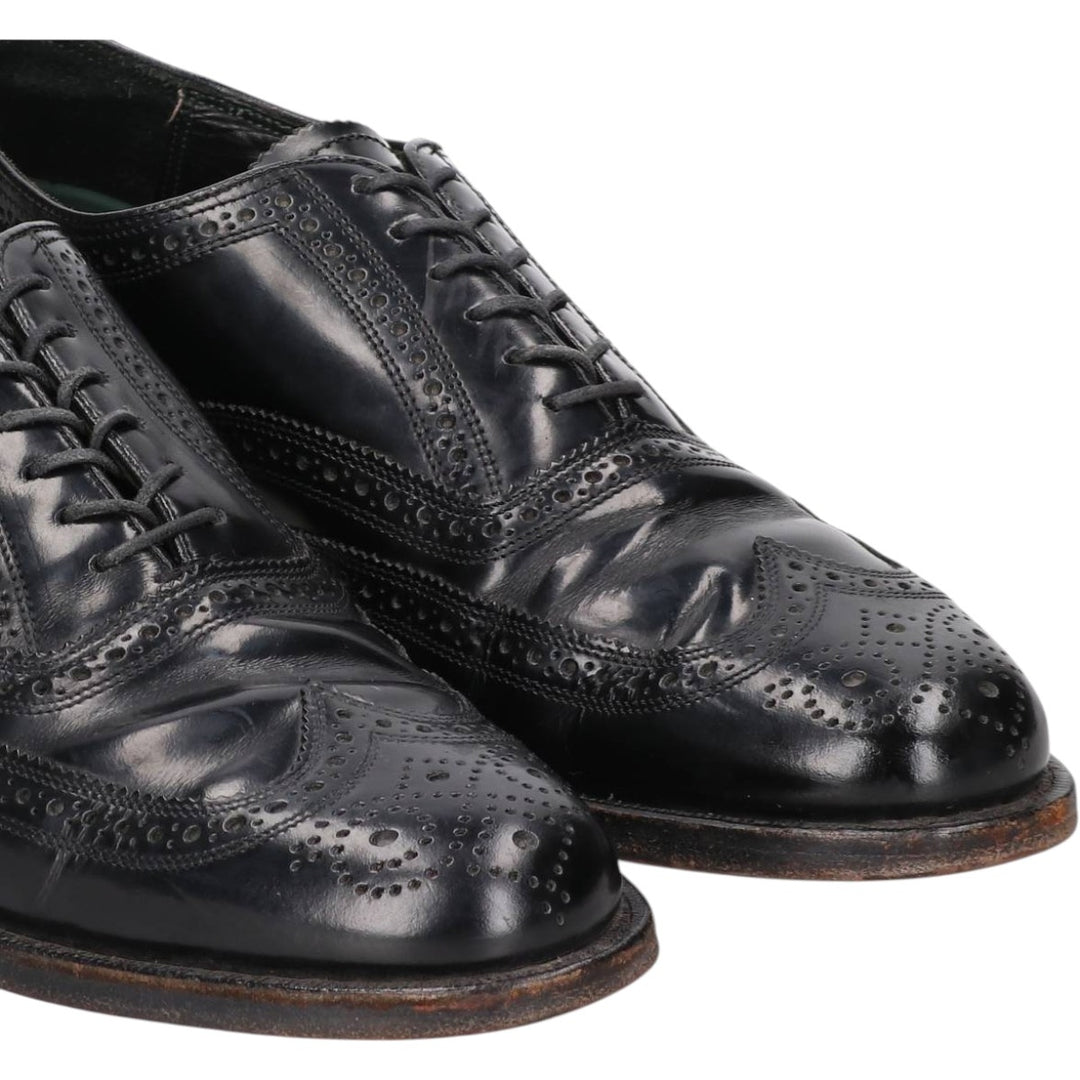 Florsheim Imperial Full Brogue Wingtip Shoes, Made in USA, Size 9D Men's 27.0cm unclear black type Vintage Second Hand