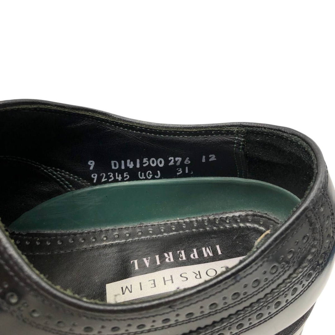 Florsheim Imperial Full Brogue Wingtip Shoes, Made in USA, Size 9D Men's 27.0cm unclear black type Vintage Second Hand