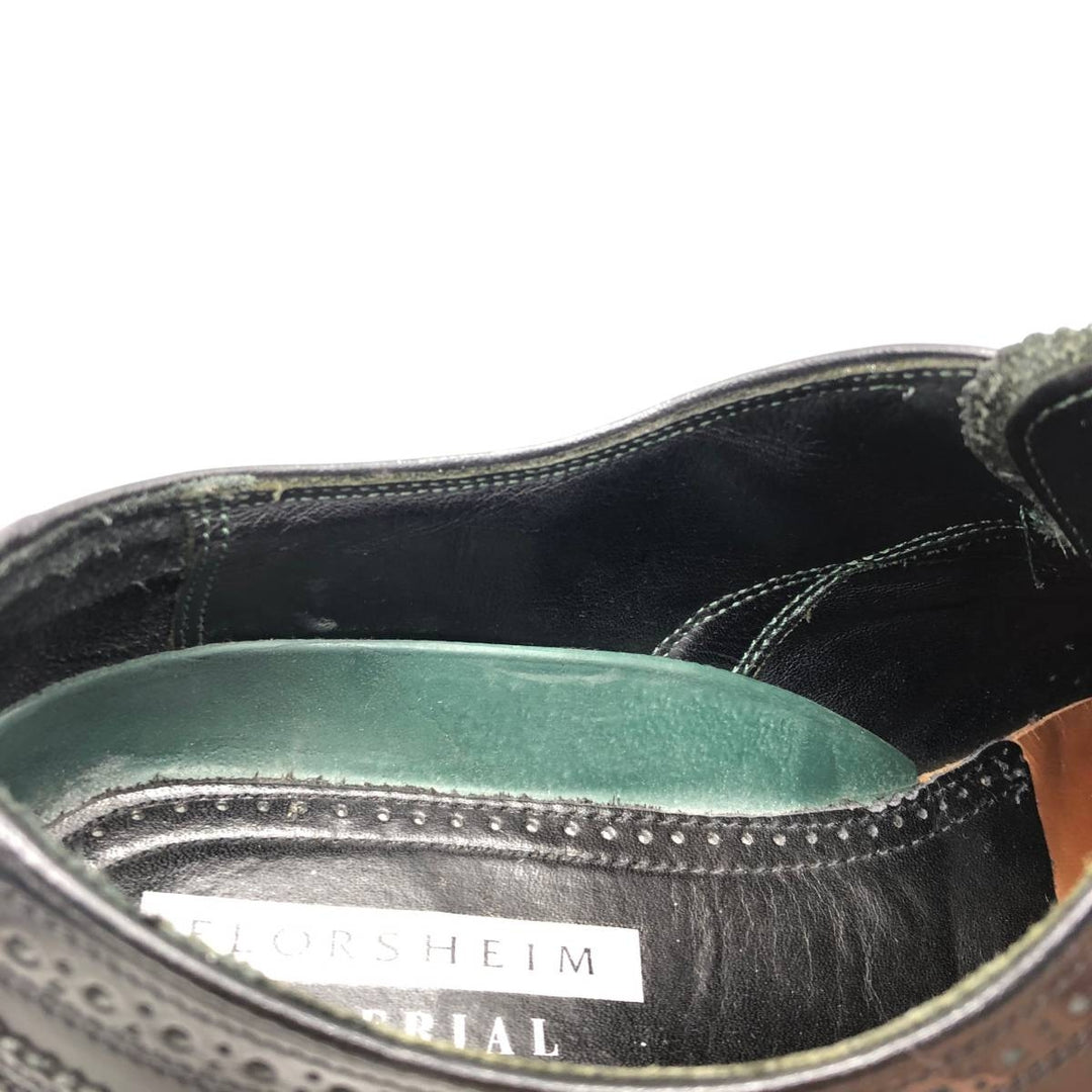 Florsheim Imperial Full Brogue Wingtip Shoes, Made in USA, Size 9D Men's 27.0cm unclear black type Vintage Second Hand
