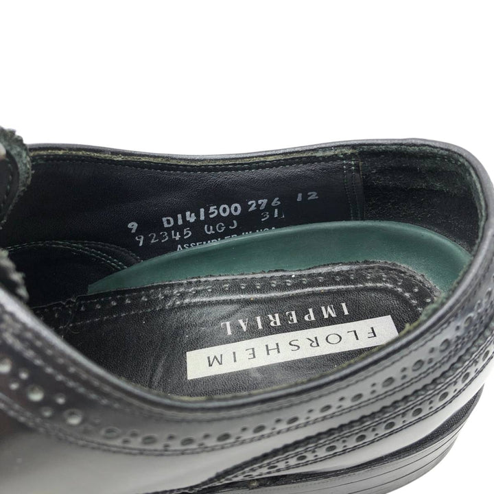 Florsheim Imperial Full Brogue Wingtip Shoes, Made in USA, Size 9D Men's 27.0cm unclear black type Vintage Second Hand
