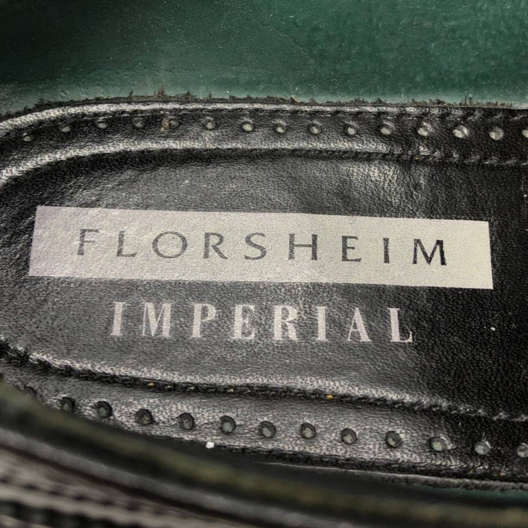 Florsheim Imperial Full Brogue Wingtip Shoes, Made in USA, Size 9D Men's 27.0cm unclear black type Vintage Second Hand