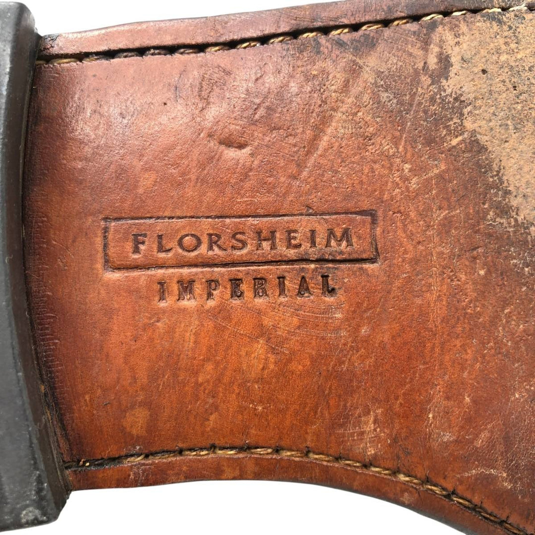 Florsheim Imperial Full Brogue Wingtip Shoes, Made in USA, Size 9D Men's 27.0cm unclear black type Vintage Second Hand