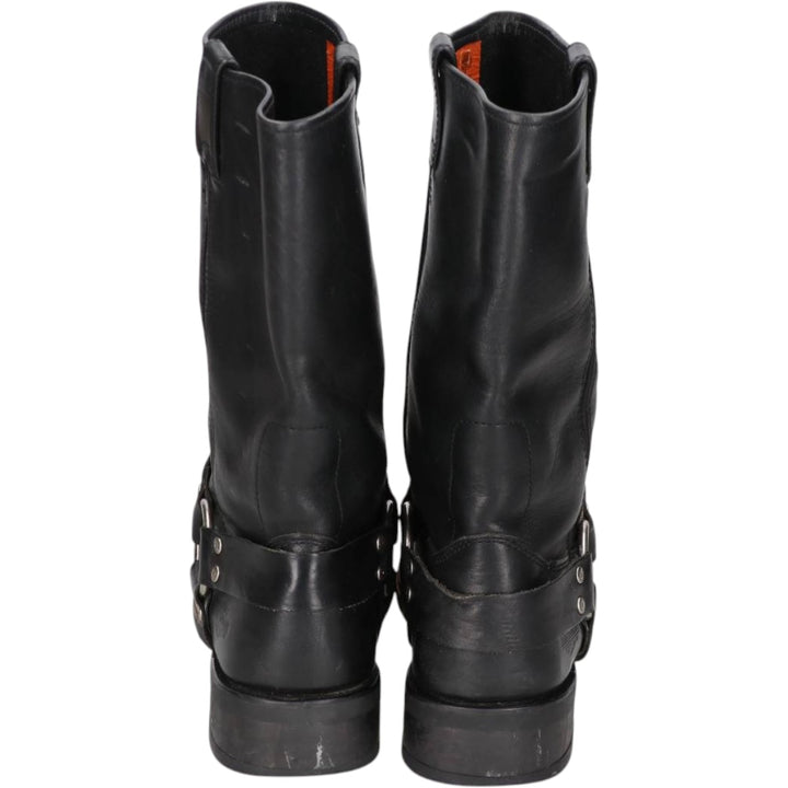 Harley-Davidson Square Toe Ring Boots, Size 9 1/2 Men's 27.5cm genuine leather black type Vintage Second Hand