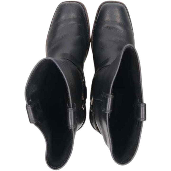 Harley-Davidson Square Toe Ring Boots, Size 9 1/2 Men's 27.5cm genuine leather black type Vintage Second Hand