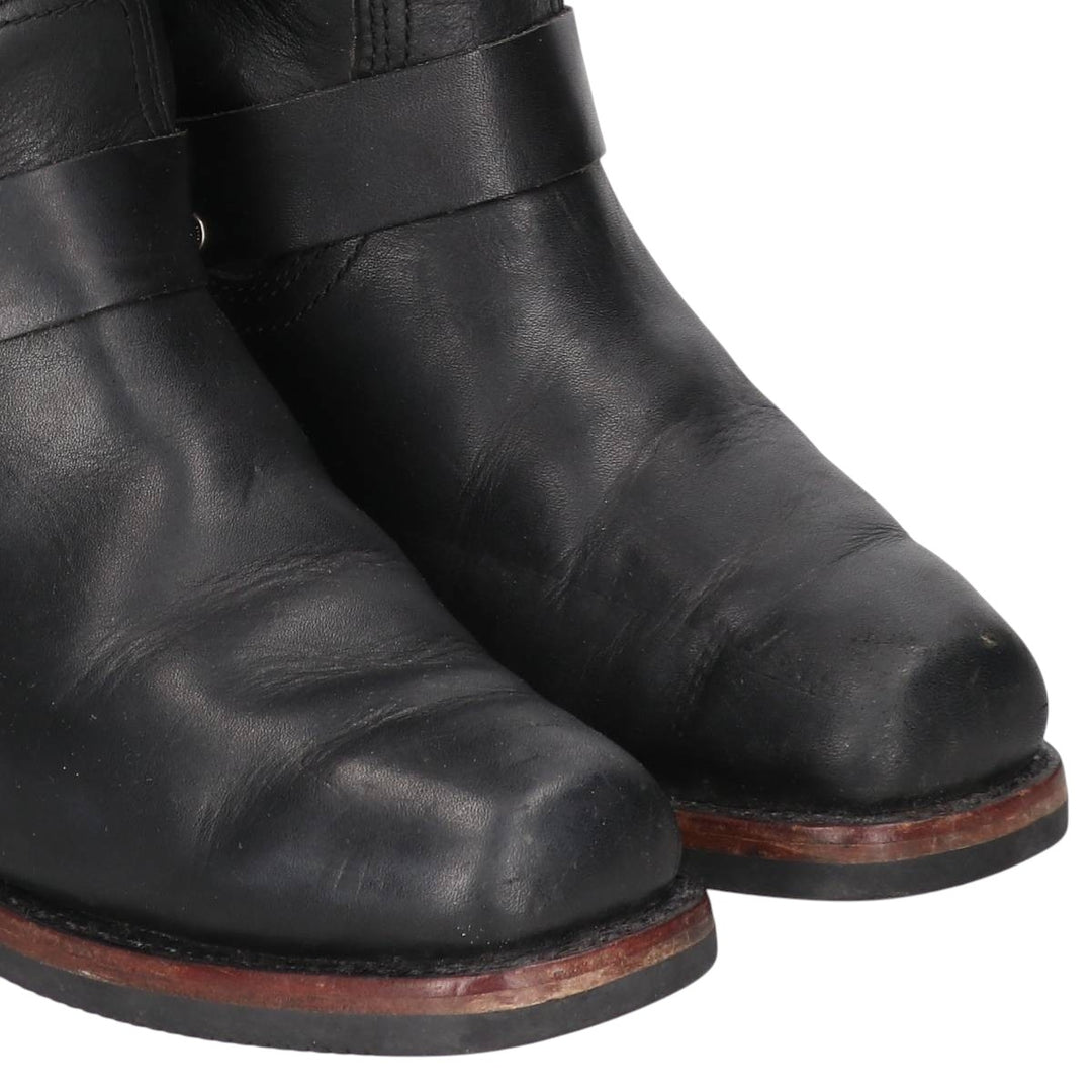 Harley-Davidson Square Toe Ring Boots, Size 9 1/2 Men's 27.5cm genuine leather black type Vintage Second Hand