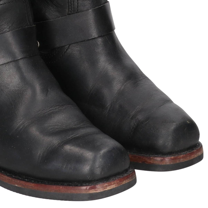 Harley-Davidson Square Toe Ring Boots, Size 9 1/2 Men's 27.5cm genuine leather black type Vintage Second Hand