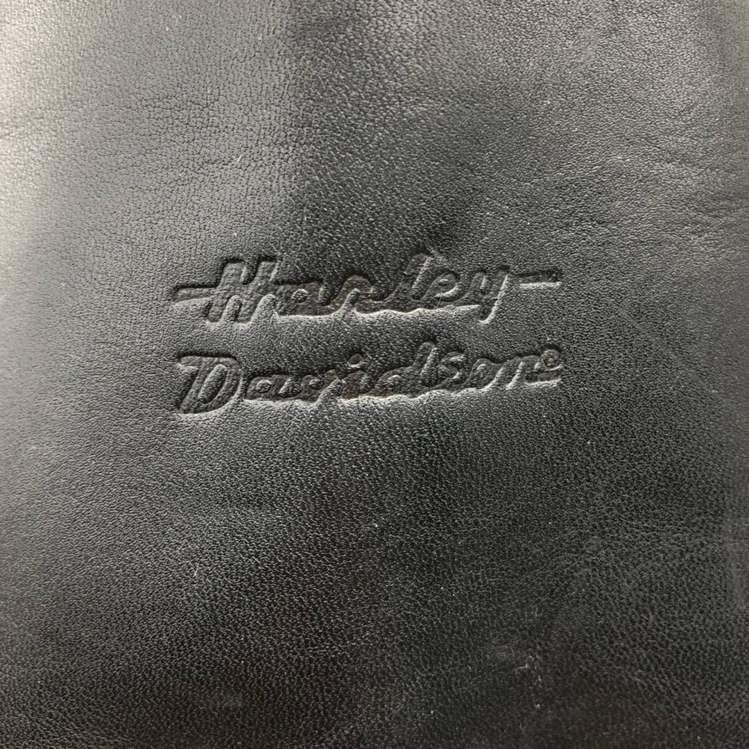 Harley-Davidson Square Toe Ring Boots, Size 9 1/2 Men's 27.5cm genuine leather black type Vintage Second Hand