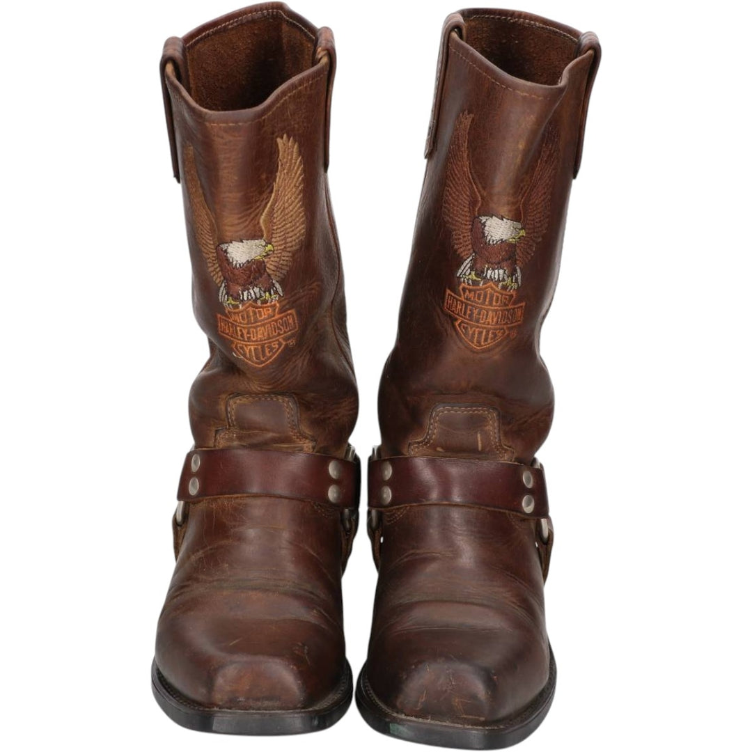 Harley-Davidson Eagle Pattern Square Toe Ring Boots Men's 25.0cm unclear brown type Vintage Second Hand