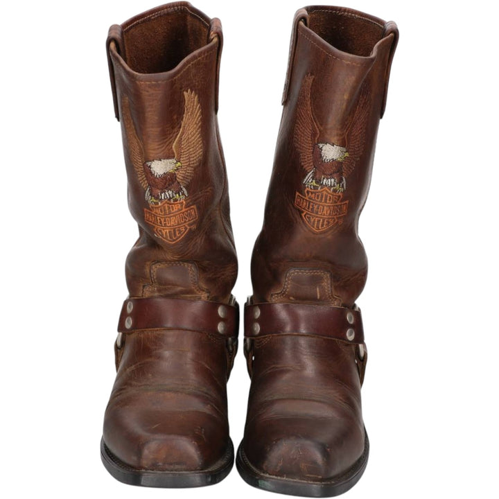 Harley-Davidson Eagle Pattern Square Toe Ring Boots Men's 25.0cm unclear brown type Vintage Second Hand