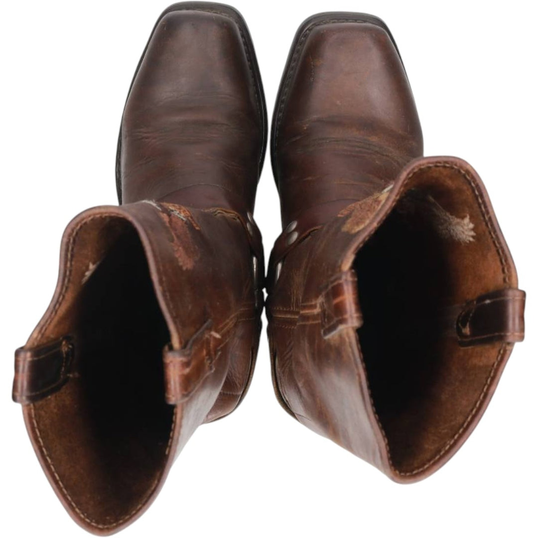 Harley-Davidson Eagle Pattern Square Toe Ring Boots Men's 25.0cm unclear brown type Vintage Second Hand