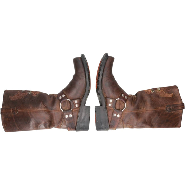 Harley-Davidson Eagle Pattern Square Toe Ring Boots Men's 25.0cm unclear brown type Vintage Second Hand