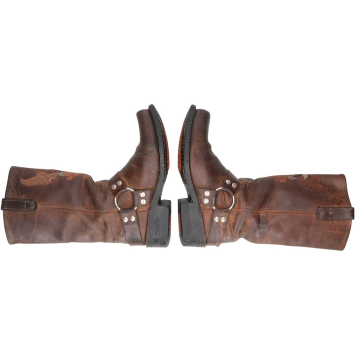 Harley-Davidson Eagle Pattern Square Toe Ring Boots Men's 25.0cm unclear brown type Vintage Second Hand