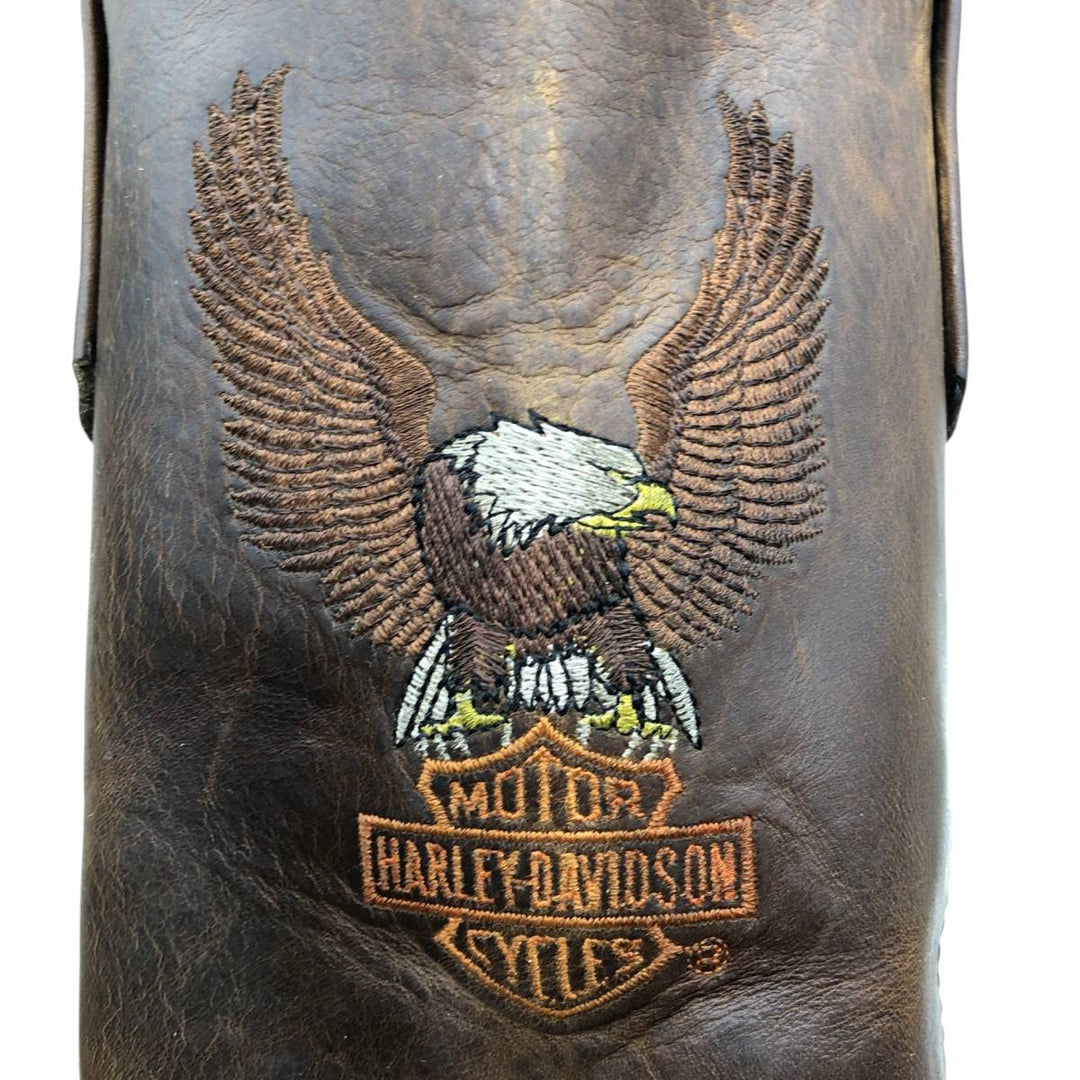 Harley-Davidson Eagle Pattern Square Toe Ring Boots Men's 25.0cm unclear brown type Vintage Second Hand