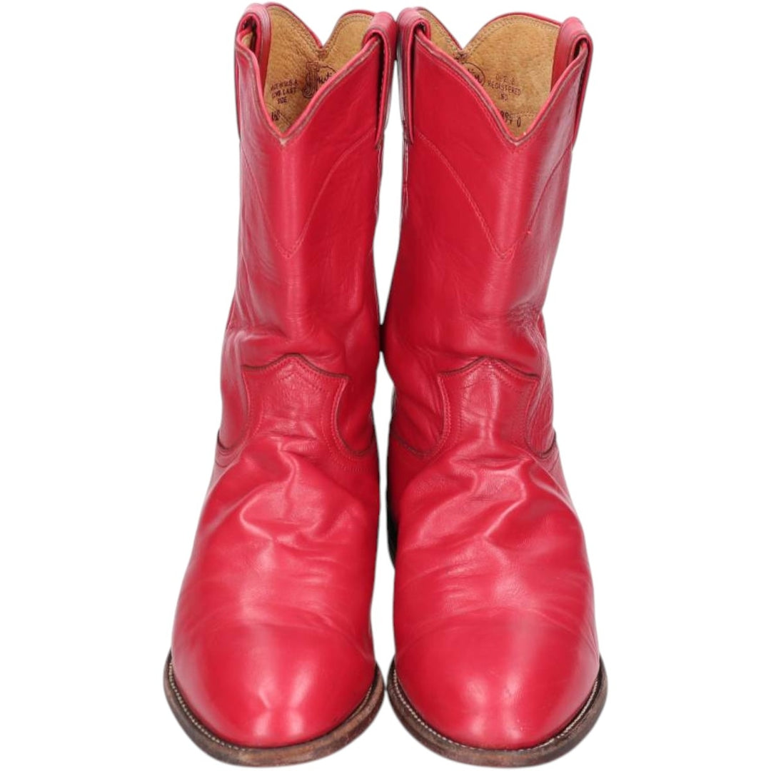 Justin 3035 Western Boots, Made in USA, Size 8 1/2 D Men's 26.5cm unclear red type Vintage Second Hand