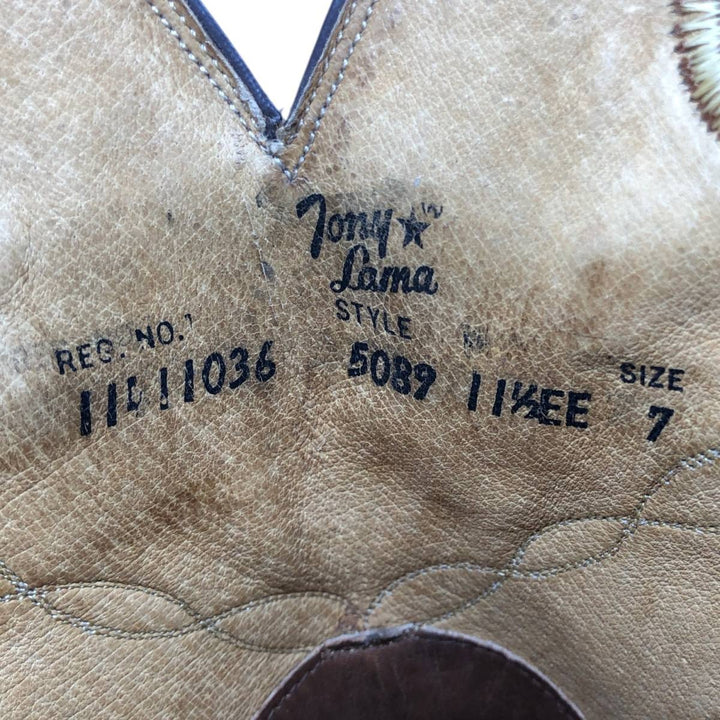 70s-80s Tony Lama 5089 All-over print platform Western boots, Made in USA, Size 11 1/2 EE (Men's 11) equivalent, Vintage /saa017035 Men's 28.0cm unclear brown type Vintage Second Hand
