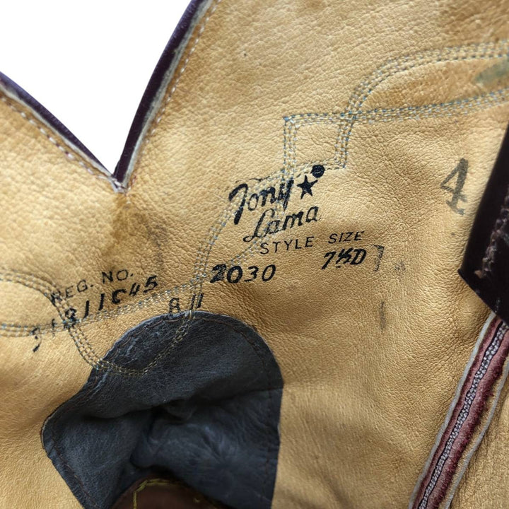 Tony Lama 2030 Western Boots, Size 7 1/2 D Men's 25.5cm unclear burgundy type Vintage Second Hand