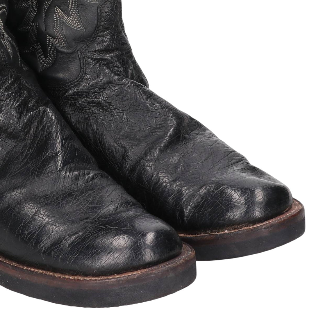 Justin 5005 Western Boots, Made in USA, Size 11 1/2 D Men's 29.5cm unclear black type Vintage Second Hand