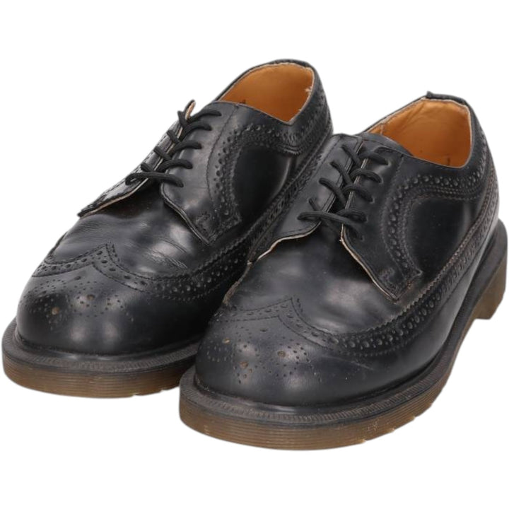 Dr. Martens full brogue wingtip shoes, made in England, size 7 Men's 25.5cm unclear black type Vintage Second Hand