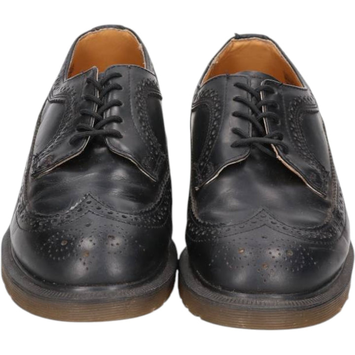 Dr. Martens full brogue wingtip shoes, made in England, size 7 Men's 25.5cm unclear black type Vintage Second Hand