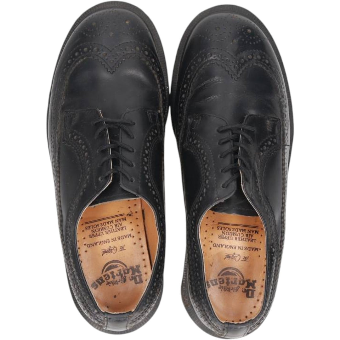 Dr. Martens full brogue wingtip shoes, made in England, size 7 Men's 25.5cm unclear black type Vintage Second Hand