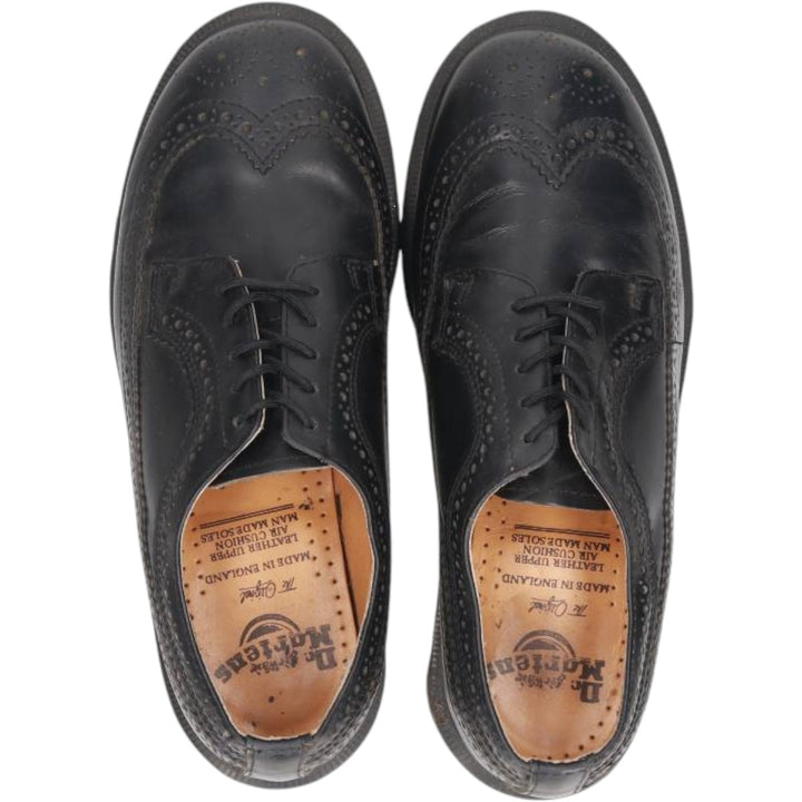 Dr. Martens full brogue wingtip shoes, made in England, size 7 Men's 25.5cm unclear black type Vintage Second Hand
