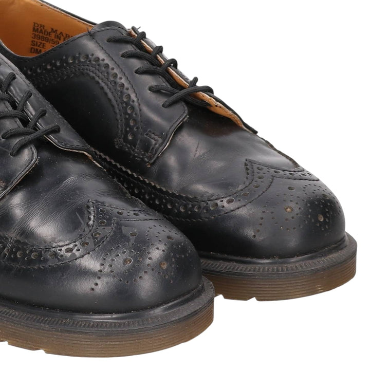 Dr. Martens full brogue wingtip shoes, made in England, size 7 Men's 25.5cm unclear black type Vintage Second Hand